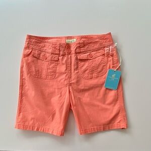 Caribbean Joe Shorts, High-Waisted Cotton-Blend Cargo Shorts, Summer Melon Sz: 8
